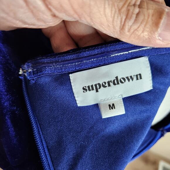 Superdown Tana‎ Strapless Velvet Mini Dress Women's Medium Indigo - Picture 10 of 13